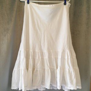 Ann Taylor White Linen Ruffle Skirt